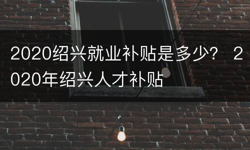 2020绍兴就业补贴是多少？ 2020年绍兴人才补贴