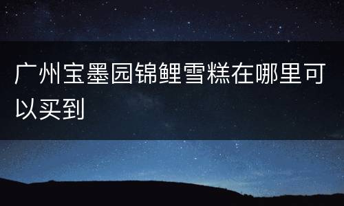 广州宝墨园锦鲤雪糕在哪里可以买到