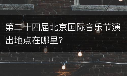 第二十四届北京国际音乐节演出地点在哪里？