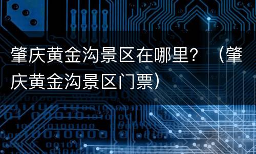 肇庆黄金沟景区在哪里？（肇庆黄金沟景区门票）