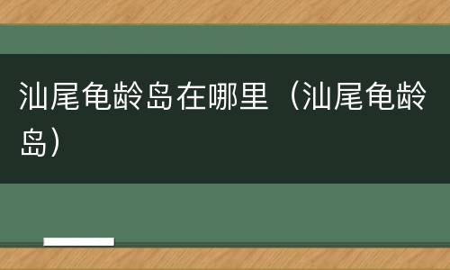 汕尾龟龄岛在哪里（汕尾龟龄岛）