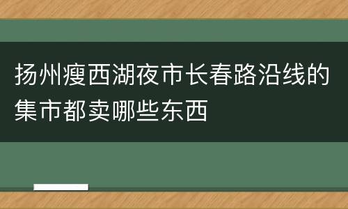 扬州瘦西湖夜市长春路沿线的集市都卖哪些东西