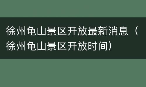 徐州龟山景区开放最新消息（徐州龟山景区开放时间）