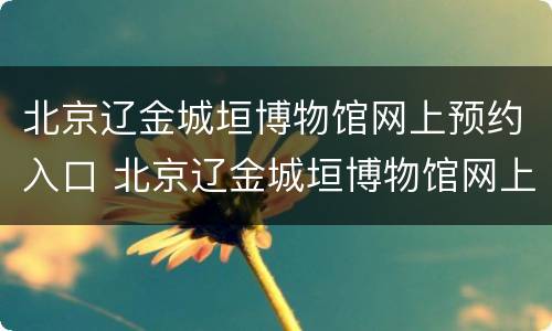北京辽金城垣博物馆网上预约入口 北京辽金城垣博物馆网上预约入口在哪