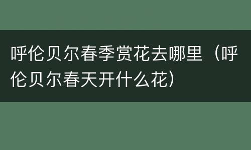 呼伦贝尔春季赏花去哪里（呼伦贝尔春天开什么花）