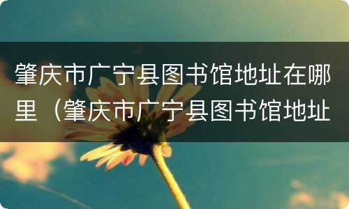 肇庆市广宁县图书馆地址在哪里（肇庆市广宁县图书馆地址在哪里啊）