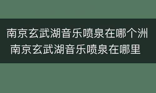 南京玄武湖音乐喷泉在哪个洲 南京玄武湖音乐喷泉在哪里