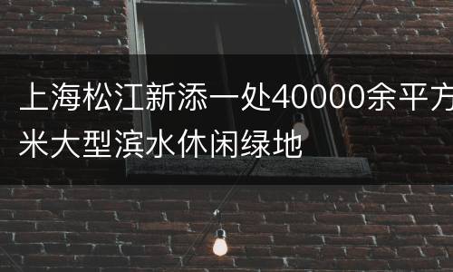 上海松江新添一处40000余平方米大型滨水休闲绿地