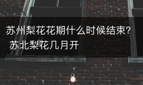 苏州梨花花期什么时候结束？ 苏北梨花几月开