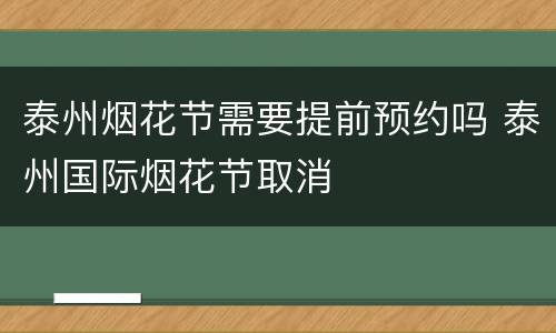泰州烟花节需要提前预约吗 泰州国际烟花节取消