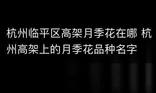 杭州临平区高架月季花在哪 杭州高架上的月季花品种名字