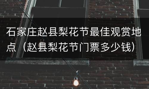 石家庄赵县梨花节最佳观赏地点（赵县梨花节门票多少钱）