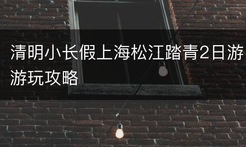 清明小长假上海松江踏青2日游游玩攻略