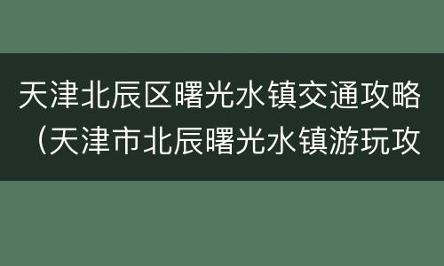 天津北辰区曙光水镇交通攻略（天津市北辰曙光水镇游玩攻略）