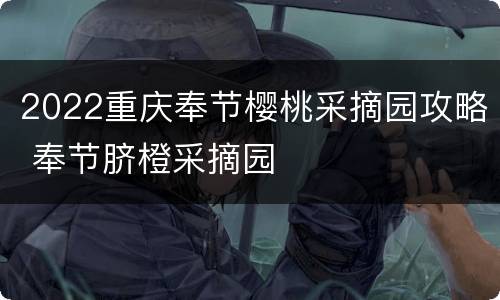 2022重庆奉节樱桃采摘园攻略 奉节脐橙采摘园