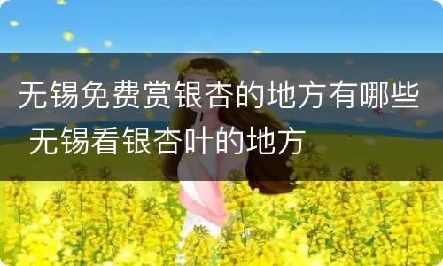 无锡免费赏银杏的地方有哪些 无锡看银杏叶的地方
