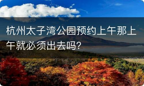杭州太子湾公园预约上午那上午就必须出去吗？