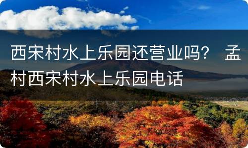 西宋村水上乐园还营业吗？ 孟村西宋村水上乐园电话