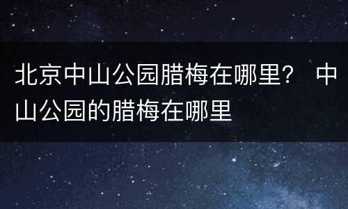 北京中山公园腊梅在哪里？ 中山公园的腊梅在哪里