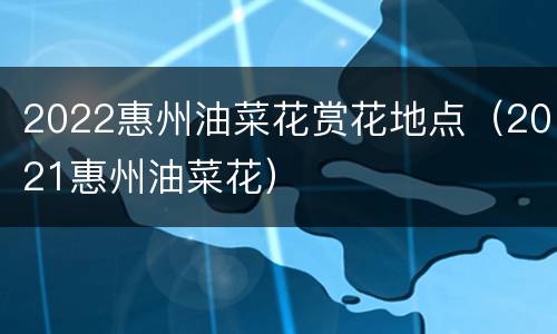 2022惠州油菜花赏花地点（2021惠州油菜花）