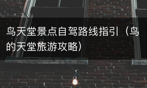 鸟天堂景点自驾路线指引（鸟的天堂旅游攻略）