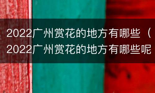 2022广州赏花的地方有哪些（2022广州赏花的地方有哪些呢）