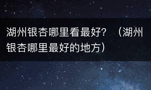 湖州银杏哪里看最好？（湖州银杏哪里最好的地方）
