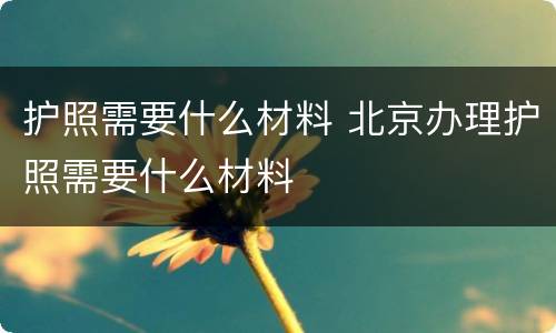 护照需要什么材料 北京办理护照需要什么材料