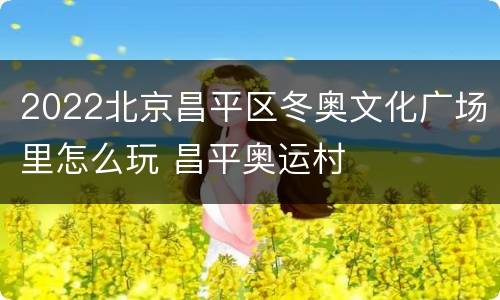 2022北京昌平区冬奥文化广场里怎么玩 昌平奥运村