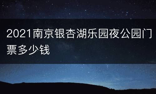2021南京银杏湖乐园夜公园门票多少钱