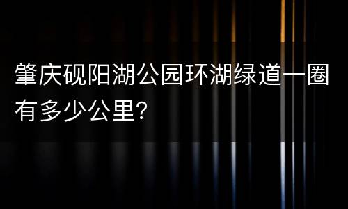 肇庆砚阳湖公园环湖绿道一圈有多少公里？