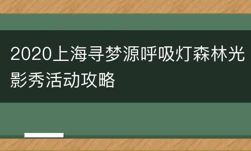 2020上海寻梦源呼吸灯森林光影秀活动攻略