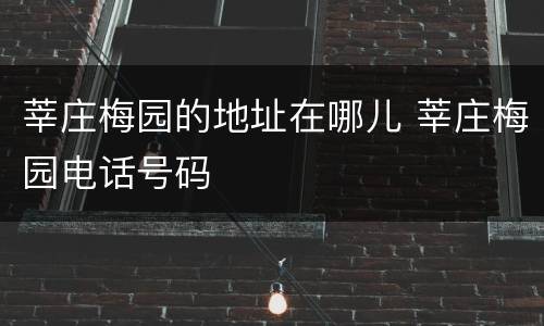 莘庄梅园的地址在哪儿 莘庄梅园电话号码