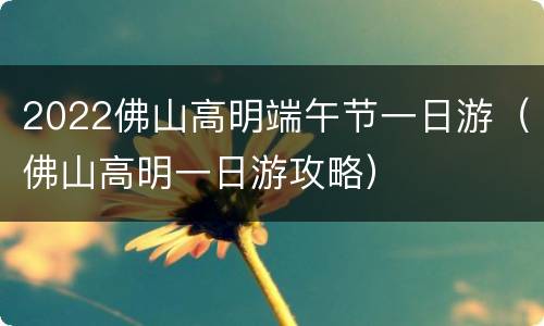 2022佛山高明端午节一日游（佛山高明一日游攻略）