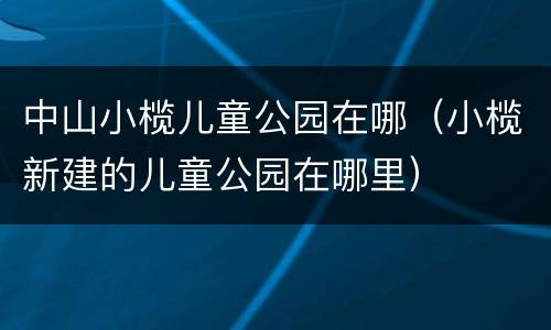 中山小榄儿童公园在哪（小榄新建的儿童公园在哪里）