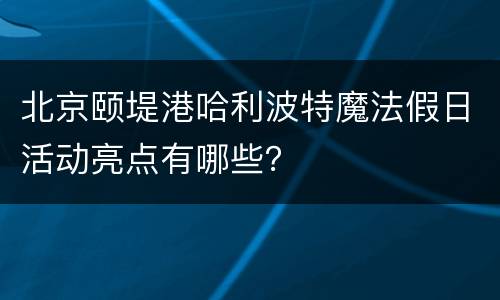 北京颐堤港哈利波特魔法假日活动亮点有哪些？