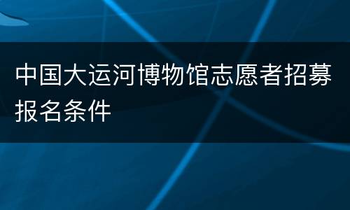中国大运河博物馆志愿者招募报名条件