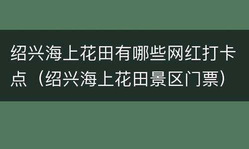 绍兴海上花田有哪些网红打卡点（绍兴海上花田景区门票）