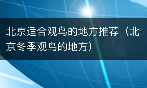 北京适合观鸟的地方推荐（北京冬季观鸟的地方）
