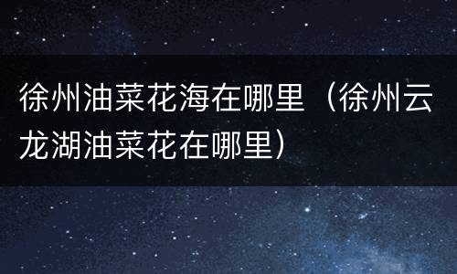 徐州油菜花海在哪里（徐州云龙湖油菜花在哪里）