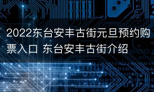 2022东台安丰古街元旦预约购票入口 东台安丰古街介绍