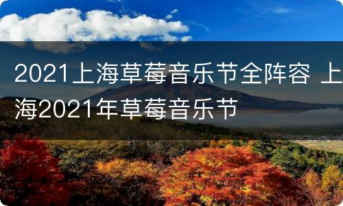 2021上海草莓音乐节全阵容 上海2021年草莓音乐节
