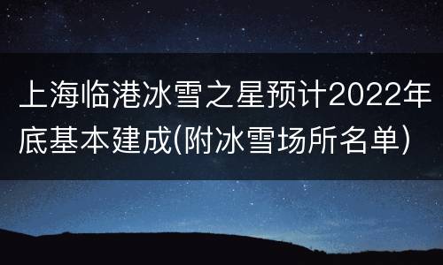 上海临港冰雪之星预计2022年底基本建成(附冰雪场所名单)