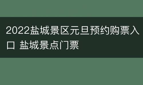 2022盐城景区元旦预约购票入口 盐城景点门票