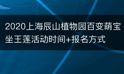 2020上海辰山植物园百变萌宝坐王莲活动时间+报名方式