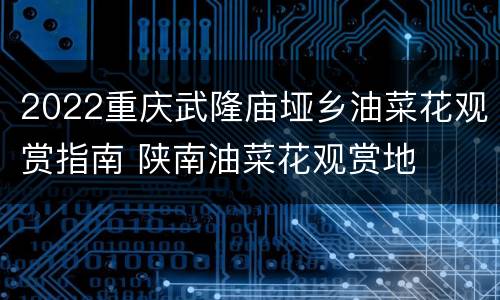 2022重庆武隆庙垭乡油菜花观赏指南 陕南油菜花观赏地