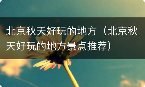 北京秋天好玩的地方（北京秋天好玩的地方景点推荐）