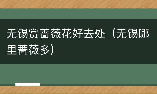 无锡赏蔷薇花好去处（无锡哪里蔷薇多）