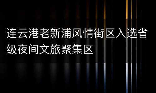 连云港老新浦风情街区入选省级夜间文旅聚集区