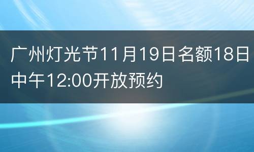 广州灯光节11月19日名额18日中午12:00开放预约